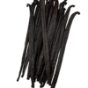 Vanilla tahitensis vanillestokjes per stuk, donkere peulen op witte achtergrond.