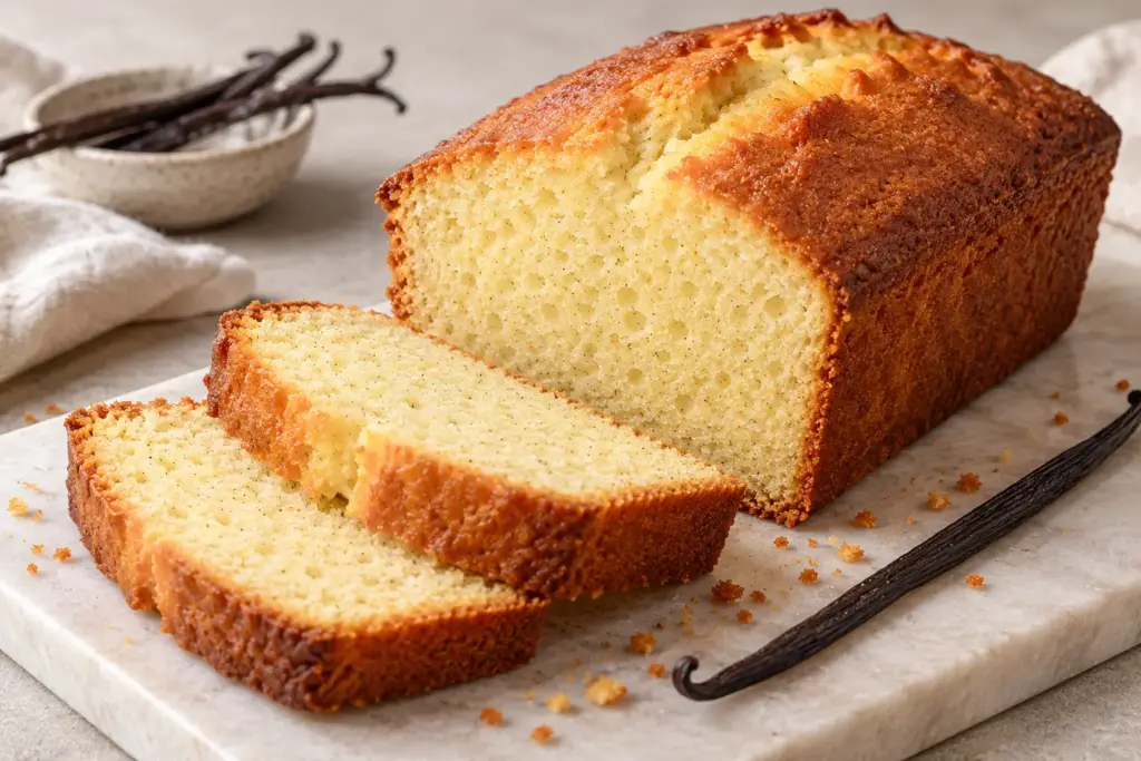 Luchtige zelfgebakken vanillecake in plakken